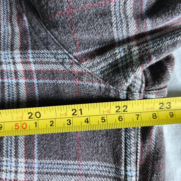 Woolrich Flannel Plaid Men's Med Grey Black & Red Long Sleeve Shirt Vintage - Picture 4 of 8